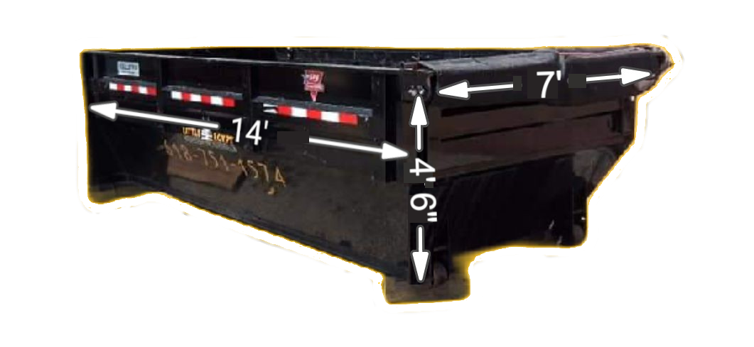 17-yard roll-off dumpster with dimensions